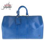 美品 LOUIS VUITTON ルイヴィトン エピ キーポル ブルー ゴールド金具 レザー M42975 ボストンバッグ 男女兼用 レディース 500872