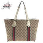 美品 GUCCI グッチ シェリーライン ブラウン ホワイト ゴールド金具 GGキャンバス/レザー 139260 トートバッグ ショルダーバッグ 501110
