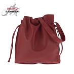美品 LOEWE ロエベ アナグラム フラメンコ レッド シルバー金具 レザー 巾着 ショルダーバッグ 肩掛け レディース 501284