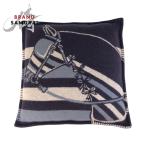  прекрасный товар HERMES Hermes лошадь рисунок темно-синий голубой белый шерсть / кашемир интерьер подушка для мужчин и женщин женский 501303