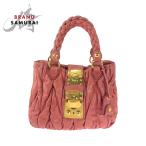 美品 MIUMIU ミュウミュウ マテラッセ ピンク ゴールド金具 レザー ハンドバッグ トートバッグ レディース 501455