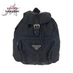 美品 PRADA プラダ テスート 三角ロゴプレート ブラック 黒 シルバー金具 ナイロン BZ5827 リュックサック バックパック レディース 502093