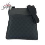美品 GUCCI グッチ ブラック 黒 シルバー金具 GGキャンバス 27639 ショルダーバッグ サコッシュ メンズ 502177
