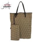 美品 FENDI フェンディ ヴィンテージ ズッキーノ ベージュ ブラウン キャンバス/レザー 8BH006 トートバッグ ハンドバッグ 502516
