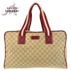  прекрасный товар GUCCI Gucci Sherry линия бежевый бордо серебряный металлические принадлежности GG парусина / кожа 153240 сумка "Boston bag" для мужчин и женщин 502741