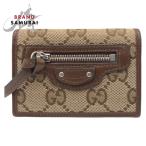 美品 GUCCI グッチ バレンシアガ コラボ ザ ハッカープロジェクト ブラウン GGキャンバス 折財布 コンパクトウォレット レディース 503341