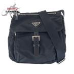 ショッピングBrand PRADA プラダ テスート 三角ロゴプレート ブラック 黒 シルバー金具 ナイロン/レザー ショルダーバッグ ポシェット レディース 503645