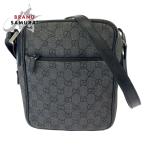 ショッピングBrand GUCCI グッチ グレー ブラック シルバー金具 GGキャンバス 3136 ショルダーバッグ ポシェット レディース 503723