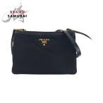 美品 PRADA プラダ テスート ロゴ ブラック 黒 ゴールド金具 ナイロン 1BH046 ショルダーバッグ ポシェット レディース 503879