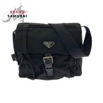 美品 PRADA プラダ テスート 三角ロゴプレート ブラック 黒 シルバー金具 ナイロン ショルダーバッグ メッセンジャーバッグ 504049