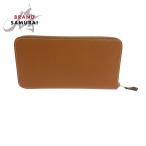 ショッピングBrand 美品 HERMES エルメス アザップロング シルクイン ゴールド ブラウン シルバー金具 ヴォーエプソン 長財布 X刻印 504144