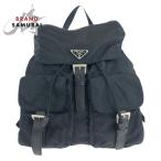 美品 PRADA プラダ テスート レザー ブラック 黒 シルバー金具 ナイロン/レザー リュック・デイパック バックパック レディース 504435