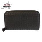 美品 BOTTEGAVENETA ボッテガヴェネタ イントレチャート ブラウン レザー P00537165Q 長財布 ロングウォレット メンズ 504471