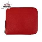 美品 HERMES エルメス アザップシルクイン コンパクト ブーゲンビリア レッド シルバー金具 ヴォーエプソン/シルク 折財布  R刻印 504559