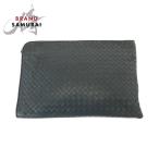 美品 BOTTEGAVENETA ボッテガヴェネタ イントレチャート グレー シルバー金具 レザー クラッチバッグ セカンドバッグ メンズ 504742