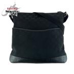 ショッピングgucci GUCCI グッチ ブラック 黒 シルバー金具 GGキャンバス/レザー 145857 ショルダーバッグ メッセンジャーバッグ レディース 505034