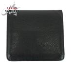 ショッピングLOUIS 美品 LOUIS VUITTON ルイヴィトン タイガ ポルトビエ 3 カルトクレディ アルドワーズ ブラック 黒 レザー M30452 折財布 505169