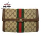 GUCCI グッチ ヴィンテージ シェリーライン ベージュ ブラウン GGスプリームキャンバス 38 クラッチバッグ セカンドバッグ メンズ 505434