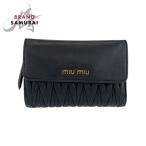 ショッピングMIUMIU MIUMIU ミュウミュウ マテラッセ ブラック 黒 ゴールド金具 レザー 折り財布 コンパクトウォレット レディース 505503