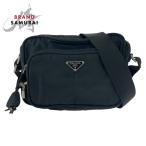 ショッピングPRADA 美品 PRADA プラダ テスート 三角ロゴプレート ブラック 黒 シルバー金具 ナイロン ショルダーバッグ ポシェット レディース 505508