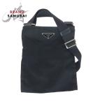 ショッピングPRADA PRADA プラダ テスート 三角ロゴプレート ブラック 黒 シルバー金具 ナイロン ショルダーバッグ ポシェット レディース 505894