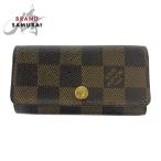 ショッピングVUITTON LOUIS VUITTON ルイヴィトン ダミエ ミュルティクレ４ ブラウン ゴールド金具 PVC N62631 キーケース 4連 男女兼用 レディース 506001