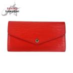 ショッピングエピ 美品 LOUIS VUITTON ルイヴィトン エピ ポルトフォイユ サラ レッド シルバー金具 M60723 長財布 ロングウォレット レディース 506587