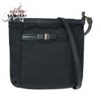 美品 Salvatore Ferragamo サルヴァトーレフェラガモ ヴァラ リボン ブラック 黒 ナイロン/レザー ショルダーバッグ ポシェット 600445