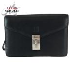 ショッピングダンヒル 美品 Dunhill ダンヒル ブラック 黒 シルバー金具 レザー クラッチバッグ セカンドバッグ メンズ 600666