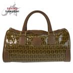 FENDI フェンディ ズッカ ブラウン ゴールド金具 PVC/レザー ハンドバッグ ボストンバッグ レディース 601177