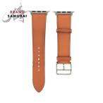 HERMES エルメス シンプルトゥール 38/40/41/42mm オレンジ シルバー金具 レザー 腕時計 アップルウォッチバンド 男女兼用 B刻印 601444