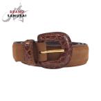  прекрасный товар LOEWE Loewe Vintage 100cm Brown Gold металлические принадлежности n задний / крокодил ремень мужской 603067