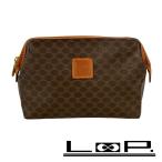 # б/у # Celine Macadam сумка бардачок макияж PVC кожа Brown [301926]5