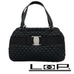 ■未使用■　フェラガモ ヴァラ ハンド バッグ ナイロン ブラック シルバー 【314537】2