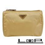 # новый такой же # Prada треугольник Logo сумка бардачок косметика макияж te Hsu to нейлон бежевый [374784]2