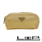 # прекрасный товар # Prada треугольник Logo сумка бардачок косметика макияж te Hsu to нейлон бежевый [374791]2