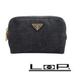  Prada # б/у # сумка косметика макияж бардачок Denim черный Gold GP 1N0021 [504112]10