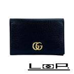  Gucci # прекрасный товар # GGma-monto складывающийся пополам футляр для карточек чехол для пропуска футляр для визитных карточек двойной G кожа черный 203887 [572777]11