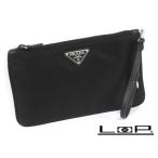 [ новый такой же ] PRADA Prada сумка макияж косметика с ремешком . бардачок нейлон te Hsu to черный чёрный черный 1NH545 [A70111]