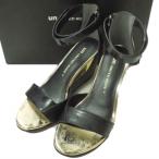 新品 UNITED NUDE ユナイテッドヌード Bella II アンクルストラップ ウエッジソールレザーサンダル 36(23-23.5cm) BLACK/GOLD UN g12829