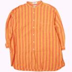 ショッピングINDIVIDUALIZED INDIVIDUALIZED SHIRTS x BEAMS BOY 22SS 別注 アメリカ製 BAND SHIRTS バンドカラーストライプシャツ ONE SIZE ORANGE 長袖 ロング g13313