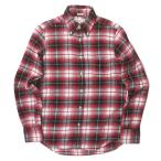 ショッピングINDIVIDUALIZED INDIVIDUALIZED SHIRTS インディビジュアライズドシャツ アメリカ製 コットンフランネルオンブレチェックBDシャツ 141/2-32 レッド ☆j3371