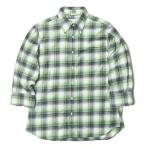 ショッピングINDIVIDUALIZED INDIVIDUALIZED SHIRTS インディビジュアライズドシャツ アメリカ製 コットンフランネル七分袖チェックBDシャツ 151/2 グリーン ☆☆j3372