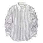 ショッピングINDIVIDUALIZED インディビジュアライズドシャツ INDIVIDUALIZED SHIRTS アメリカ製 50周年記念 ストライプクレリックBDシャツ M程度(オーダーサイズ) ホワイト