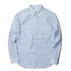 ショッピングINDIVIDUALIZED インディビジュアライズドシャツ INDIVIDUALIZED SHIRTS アメリカ製 ロンドンストライプBDシャツ 141/2-30(SLIM FIT) ブルー 長袖 ボタンダウン トップス