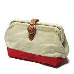Yahoo! Yahoo!ショッピング(ヤフー ショッピング)HERITAGE LEATHER ヘリテージレザー アメリカ製 バイカラーキャンバスポーチ ナチュラル/レッド がま口 バッグ
