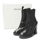 セリーヌ CELINE イタリア製 チャンキーヒール サイドゴアショートブーツ 3B0286SEAD 37(24cm) ブラック ラウンドトゥ シューズ