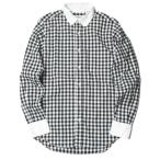 INDIVIDUALIZED SHIRTS インディビ アメリカ製 オックスギンガムチェッククレリックシャツ S程度 ブラック/ホワイト トップス