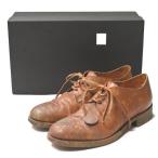 サク SAK x BOUTIQUE HERMITAGE 別注 Onepiece Calf Leather Shoes “Derby”  パヴォーネ カーフレザーシューズ ダービー 40 Marble 革靴 レザーシューズ