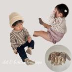  Kids baby девочка мужчина tops _dot &amp; border knit tops вязаный cut and sewn окантовка точка хлопок симпатичный 60cm 66cm 70cm 73cm 80cm 90cm 100cm